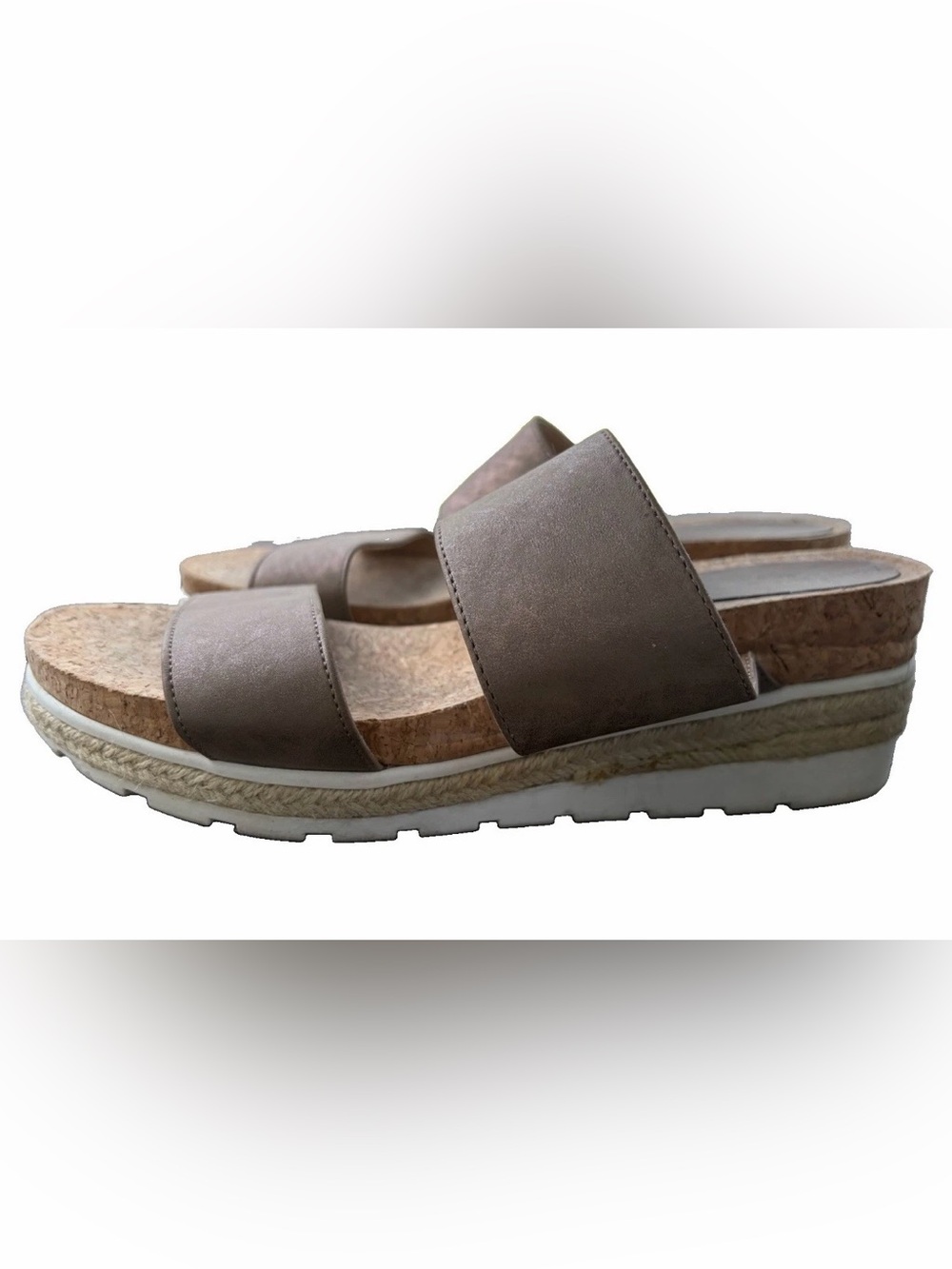 Adrienne Vittadini Cara Platform Slide Sandal size 10 brown